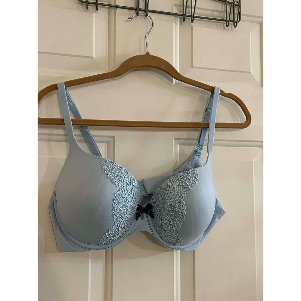 Victoria's Secret bra 38C Blue Lace Bow Keyhole Wired Adjustable Perfect Shape